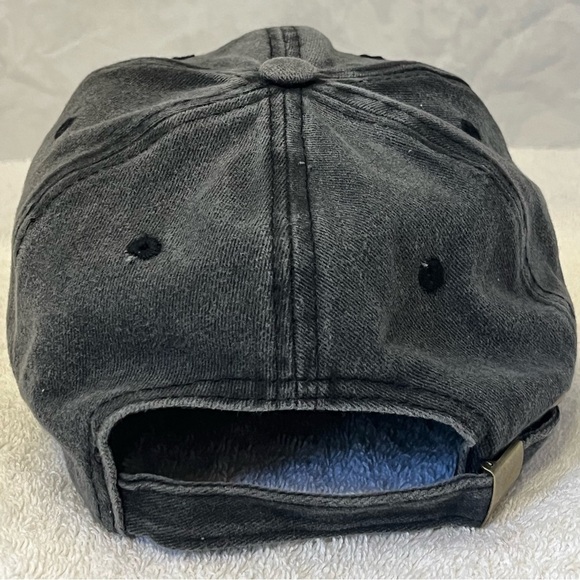 Dark Adjustable Grey Ball Cotton Cap with Palm Tree Beach Embroidery - Picture 9 of 14